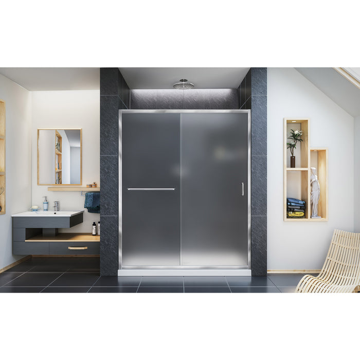 DreamLine SHDR-0960720-01-FR Infinity-Z 56-60"W x 72"H Semi-Frameless Sliding Shower Door, Frosted Glass in Chrome - Bath4All
