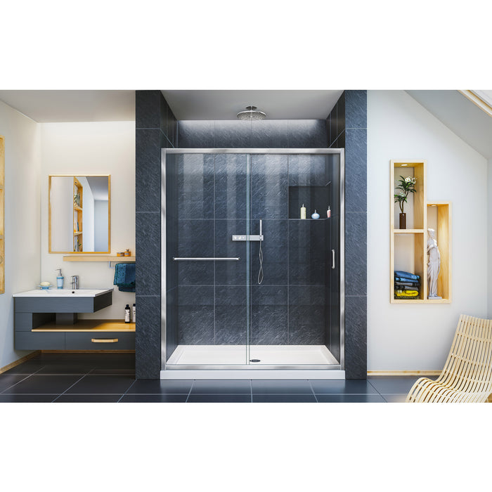 DreamLine SHDR-0960720-01 Infinity-Z 56-60"W x 72"H Semi-Frameless Sliding Shower Door, Clear Glass in Chrome