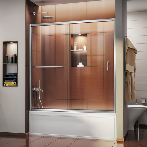 DreamLine SHDR-0960580-01 Infinity-Z 56-60"W x 58"H Semi-Frameless Sliding Tub Door, Clear Glass in Chrome - Bath4All