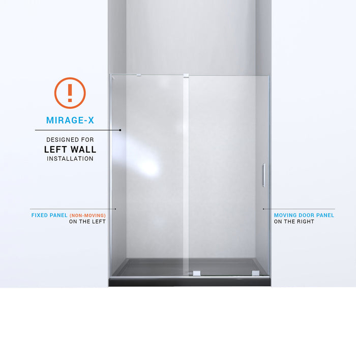 DreamLine SHDR-1948723L-04 Mirage-X 44-48"W x 72"H Frameless Sliding Shower Door in Brushed Nickel; Left Wall Installation
