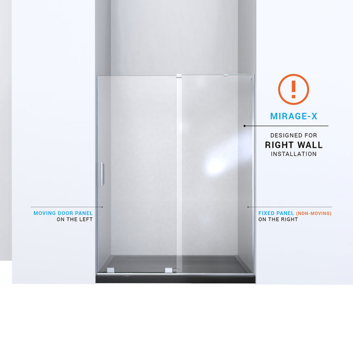 DreamLine SHDR-1948723R-01 Mirage-X 44-48"W x 72"H Frameless Sliding Shower Door in Chrome; Right Wall Installation