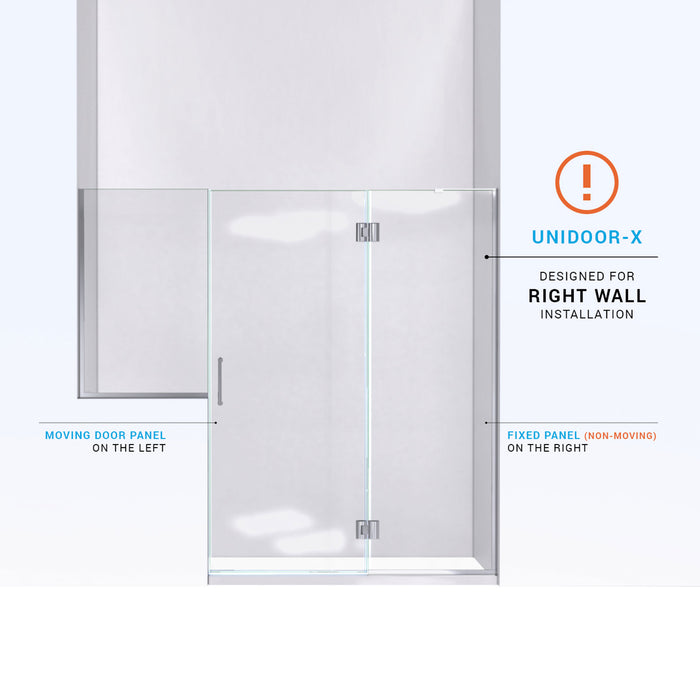 DreamLine D3232436R-04 Unidoor-X 71-71 1/2"W x 72"H Frameless Hinged Shower Door in Brushed Nickel