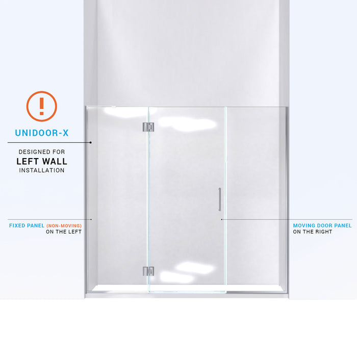 DreamLine D3231472L-09 Unidoor-X 61-61 1/2"W x 72"H Frameless Hinged Shower Door in Satin Black