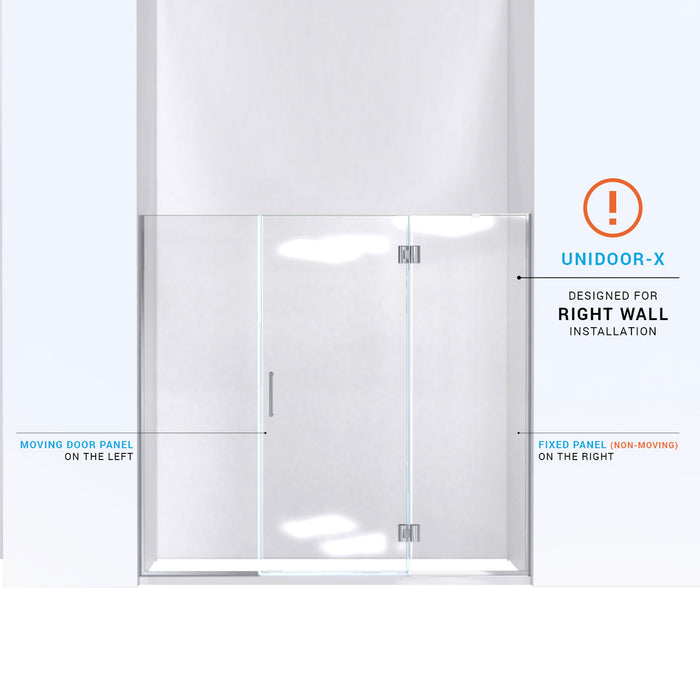 DreamLine D3231472R-09 Unidoor-X 61-61 1/2"W x 72"H Frameless Hinged Shower Door in Satin Black
