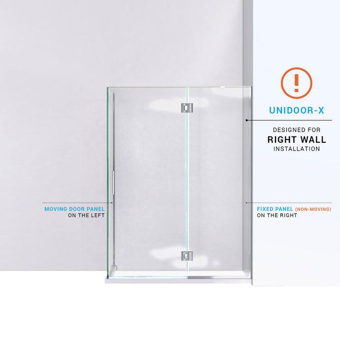DreamLine E32334R-09 Unidoor-X 47 3/8"W x 34"D x 72"H Frameless Hinged Shower Enclosure in Satin Black