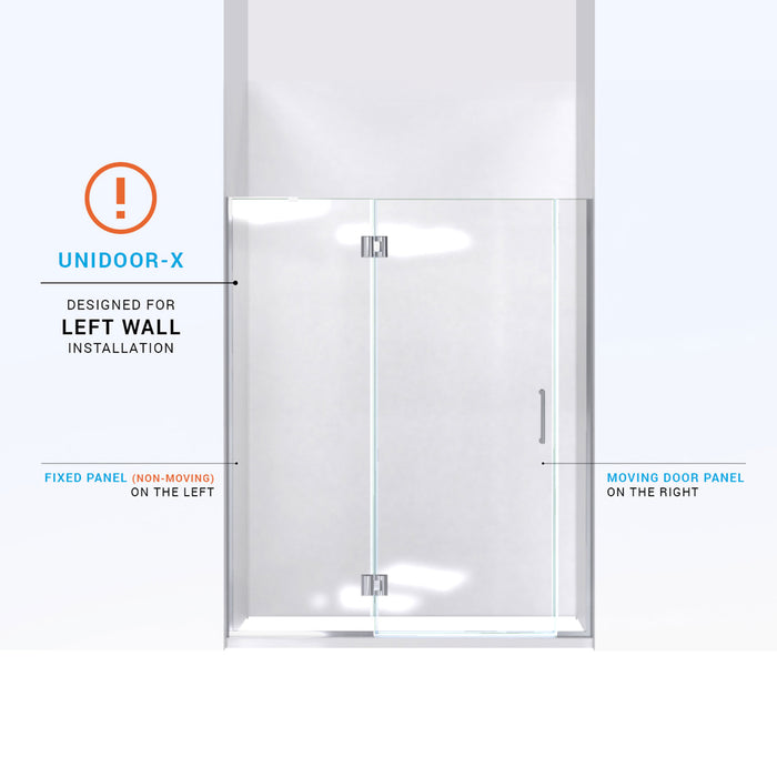 DreamLine D3250672L-09 Unidoor-X 55-55 1/2"W x 72"H Frameless Hinged Shower Door in Satin Black