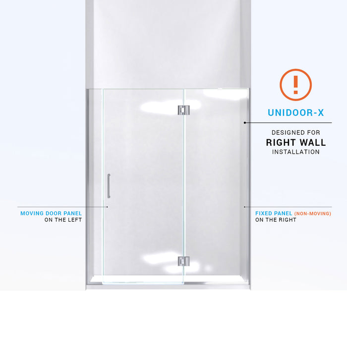 DreamLine D33006572R-09 Unidoor-X 60 1/2-61"W x 72"H Frameless Hinged Shower Door in Satin Black