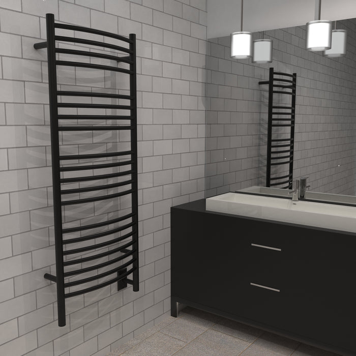 Amba DCMB Jeeves Model D Curved 20 Bar Hardwired Towel Warmer in Matte Black