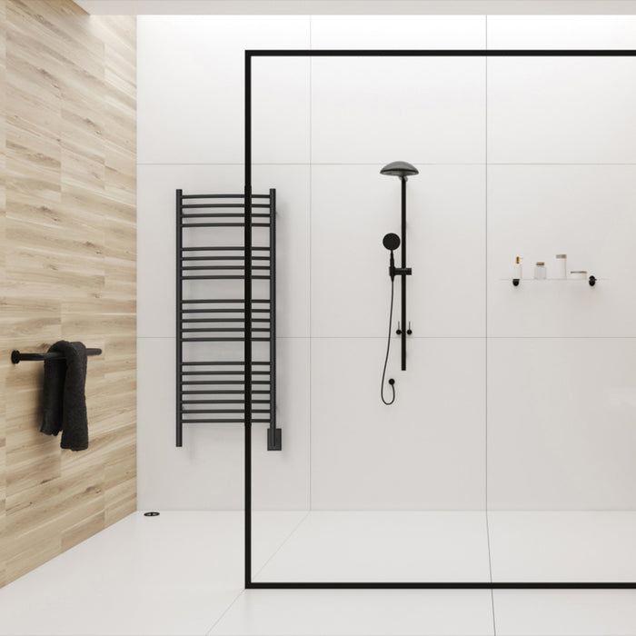 Amba DCMB Jeeves Model D Curved 20 Bar Hardwired Towel Warmer in Matte Black