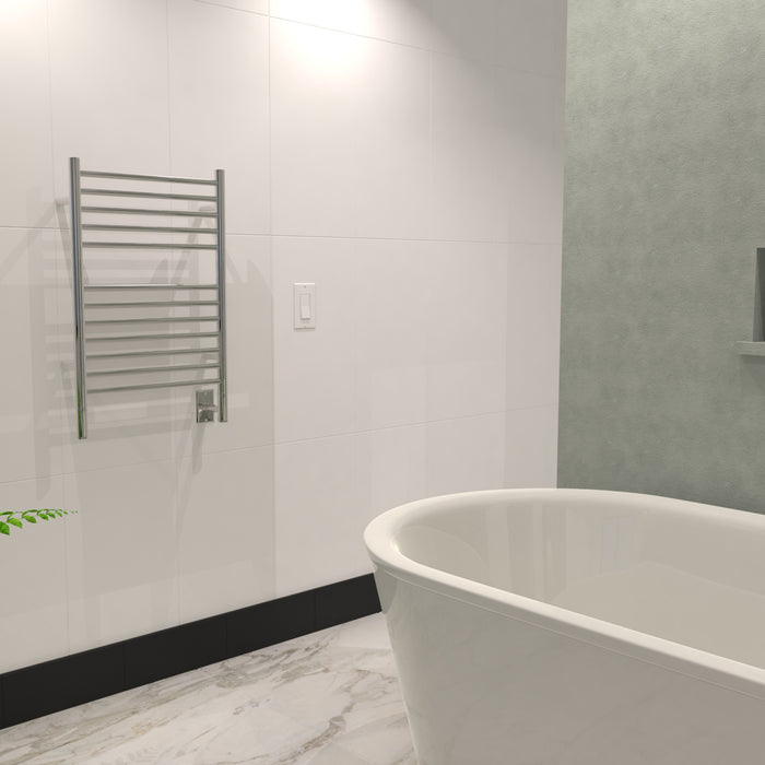 Amba ESP Jeeves Model E Straight 12 Bar Hardwired Towel Warmer in Polished