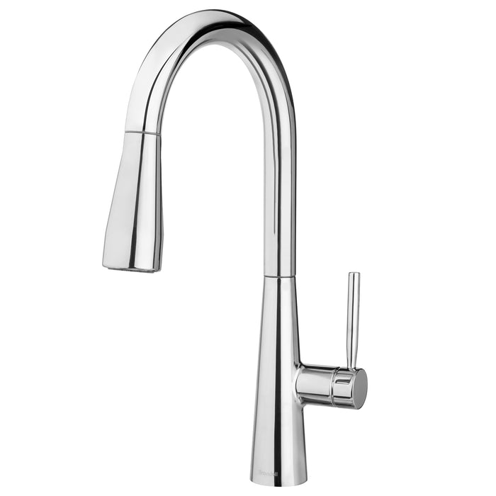 Brondell KF10-CH Jema kitchen faucet in chrome, angled view without the deck plate