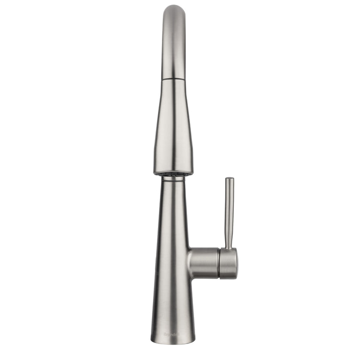 Brondell KF10-SRS front view of the Jema faucet in spotclear stainless without the deck plate