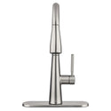 Brondell KF10-SRS front view of the Jema faucet in spotclear stainless with the matching deck plate