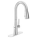Brondell KFS15-CH Jema touchless faucet in chrome with the matching deck plate and sensor visible