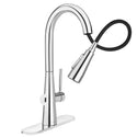 Brondell KFS15-CH Jema touchless faucet in chrome with the pull-down sprayhead and hose extended