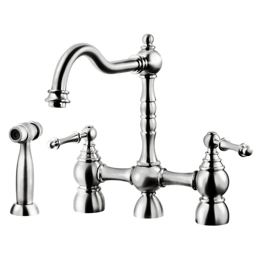 Houzer LEXBS-956-PC Lexington Series Polished Chrome Dual Handle Bridge Kitchen Faucet