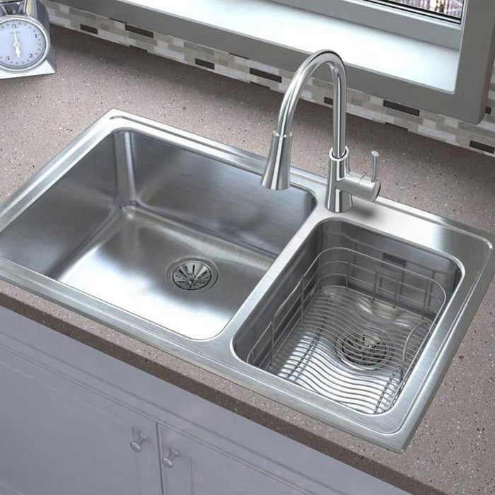 Elkay LFGR37223 37" x 22" Stainless Steel 3-Hole Double-Bowl Drop-In Sink in Lustrous Satin