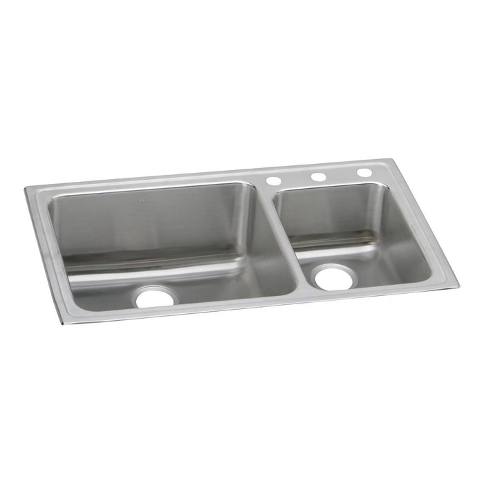 Elkay LFGR37223 Stainless Steel 3-Hole Double-Bowl Drop-In Sink