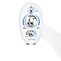 Brondell LH-22 close-up of SouthSpa nozzle-cleaning, wash-selection, and temperature controls