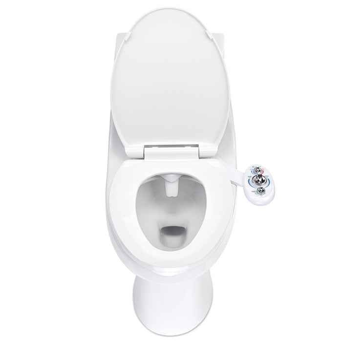 Brondell LH-22 SouthSpa installed on a toilet with the lid raised, viewed from the front