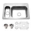 Houzer LHD-3322-C Legend 33" Stainless Steel Topmount 4-Hole 80/20 Double Bowl Kitchen Sink