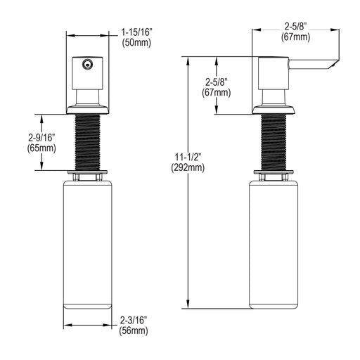 Dimension drawing for Elkay Soap / Lotion Dispenser in Matte Black