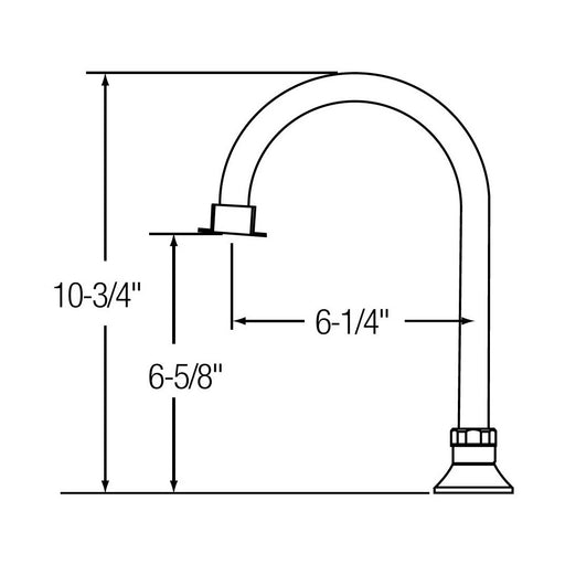 Dimension drawing for Elkay LK396A Deck Mount 10-3/4" Spout