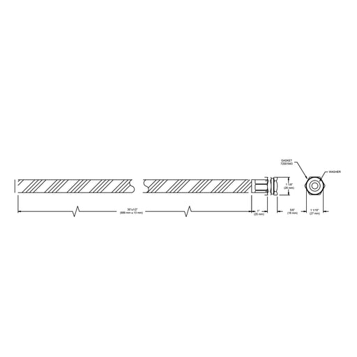 Dimension drawing for Elkay LK402 36" Black Rubber Hose