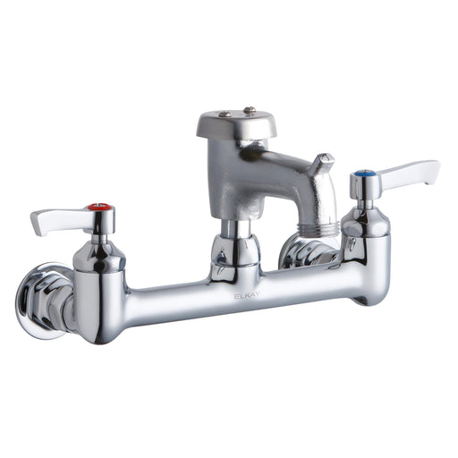 Chrome wall-mounted service sink faucet with hose connector