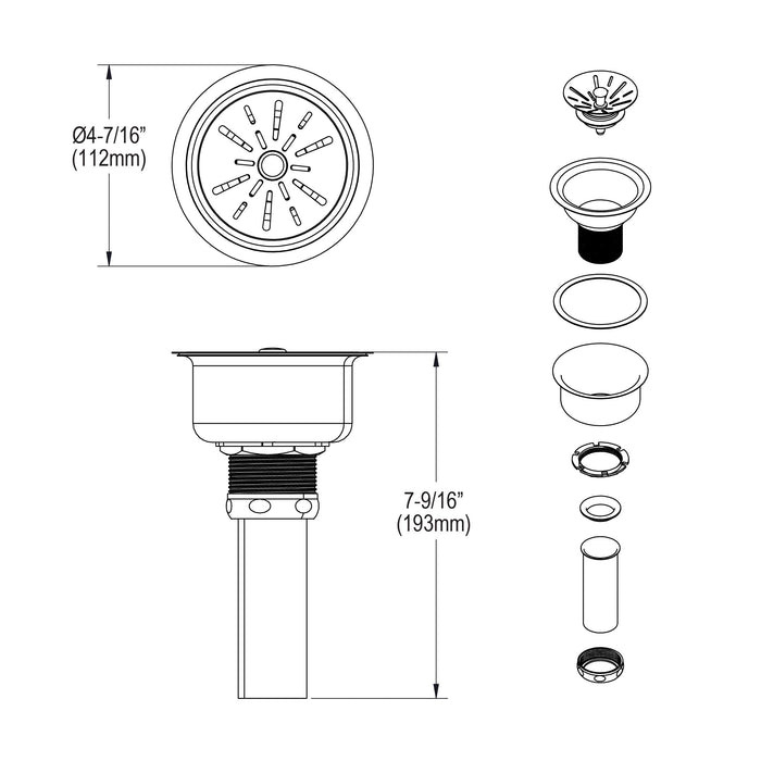 Elkay LK99FCS Dlx Drain 3-1/2 Satin Stainless Steel-Frcly in Satin
