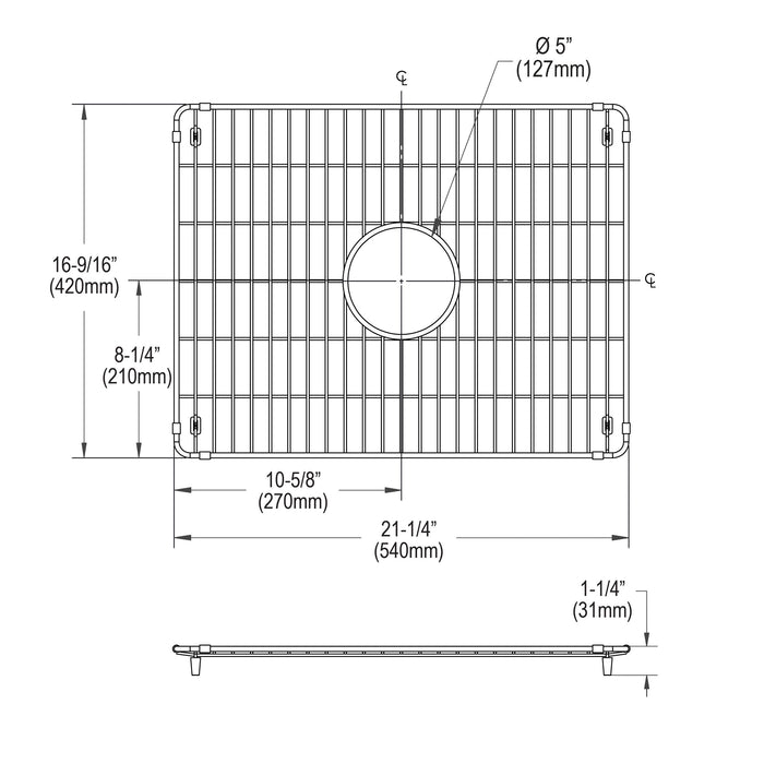 Elkay LKBG2217SS 21-1/4" x 16-9/16" x 1-3/8" Bottom Grid in Stainless Steel