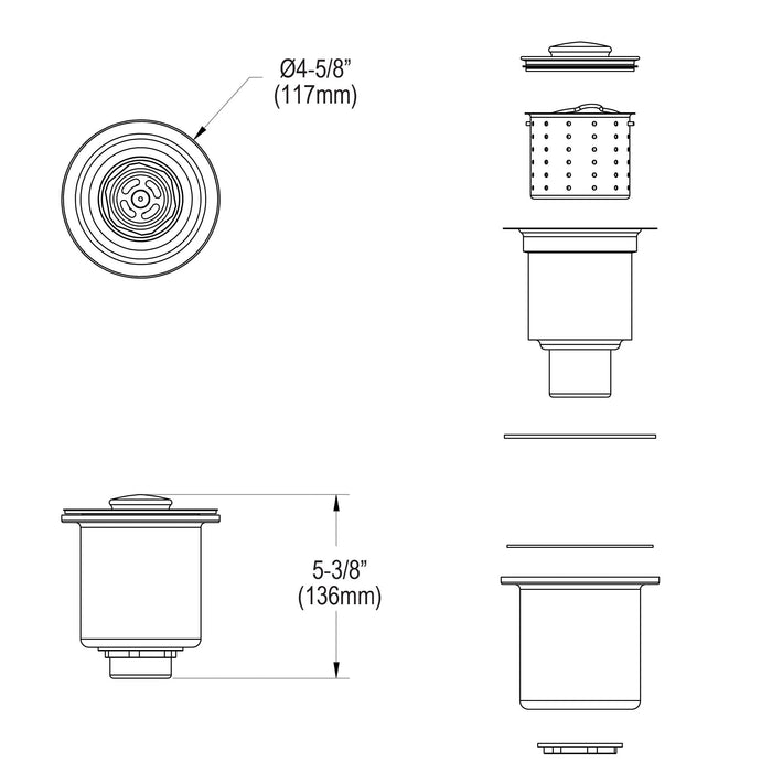Elkay LKDD Drain 3-1/2 Fitting Strainer in Brushed