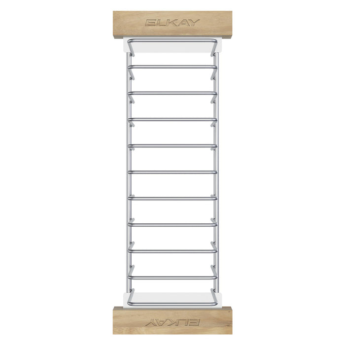 Elkay LKDR0717SS Stainless Steel 16-17/20" x 6-3/4" x 4-1/4" Drying Rack with Wood Handles in Polished Stainless Steel