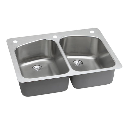Elkay LKHSR33229PD1 Stainless Steel 1-Hole Double-Bowl Dual-Mount Kitchen Sink