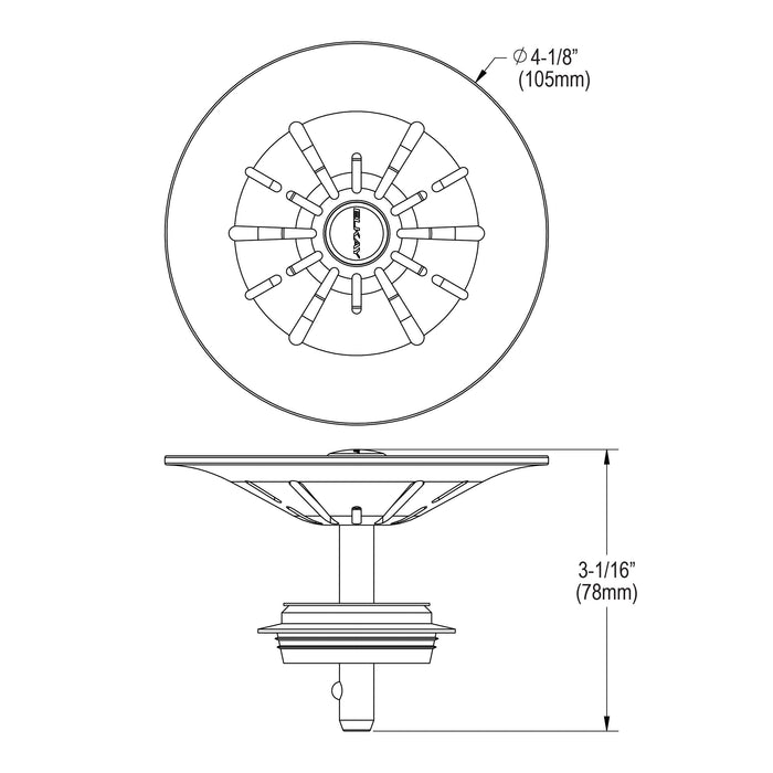 Elkay LKPDQSBK Quartz Drain Basket Strainer/ Stop in Black