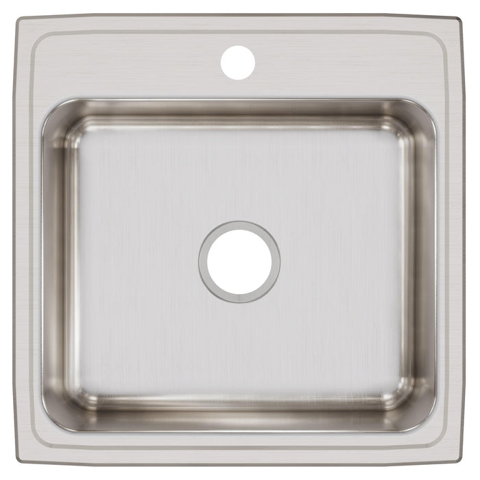 Elkay LR22221 22" x 22" Stainless Steel 1-Hole Single-Bowl Drop-In Kitchen Sink in Lustrous Satin