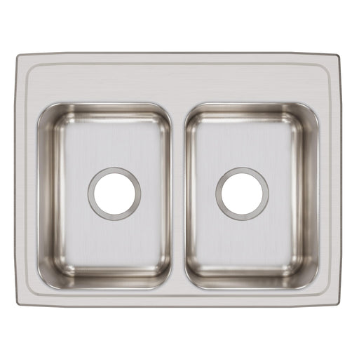 Elkay LR25190 25" x 19-1/2" Stainless Steel Double-Bowl Drop-In Kitchen Sink in Lustrous Satin