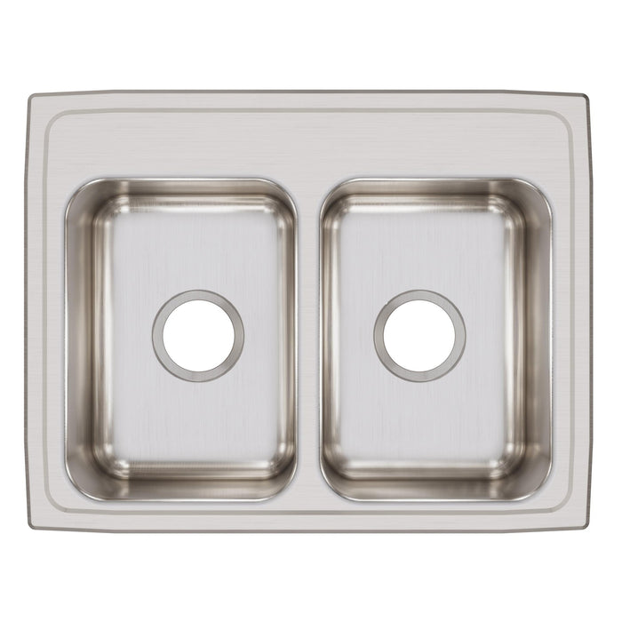 Elkay LR25190 25" x 19-1/2" Stainless Steel Double-Bowl Drop-In Kitchen Sink in Lustrous Satin