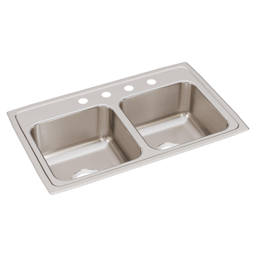 Elkay LR29184 Stainless Steel 4-Hole Double-Bowl Drop-In Kitchen Sink