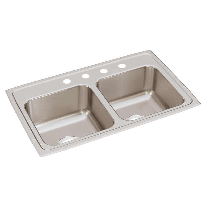 Elkay LR29184 Stainless Steel 4-Hole Double-Bowl Drop-In Kitchen Sink