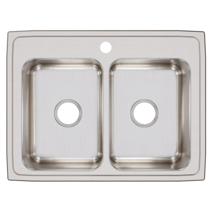 Elkay LR29221 29" x 22" Stainless Steel 1-Hole Double-Bowl Drop-In Kitchen Sink in Lustrous Satin