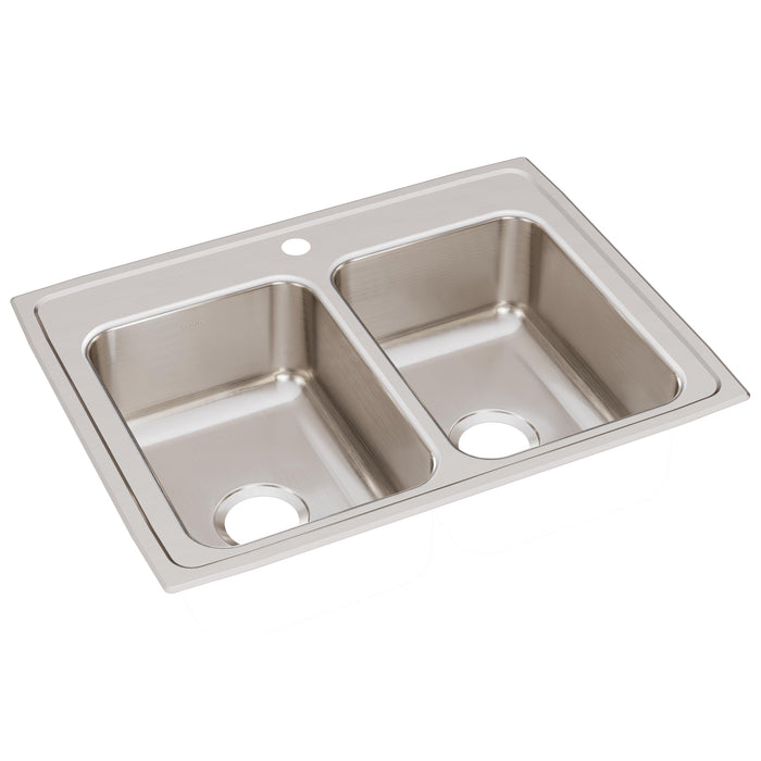 Elkay LR29221 Stainless Steel 1-Hole Double-Bowl Drop-In Kitchen Sink