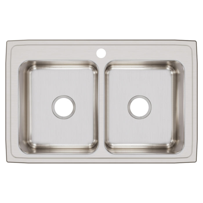 Elkay LR33211 33" x 21-1/4" Stainless Steel 1-Hole Double-Bowl Drop-In Kitchen Sink in Lustrous Satin