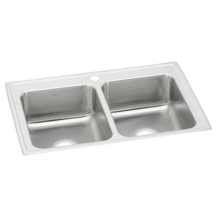 Elkay LR33211 Stainless Steel 1-Hole Double-Bowl Drop-In Kitchen Sink