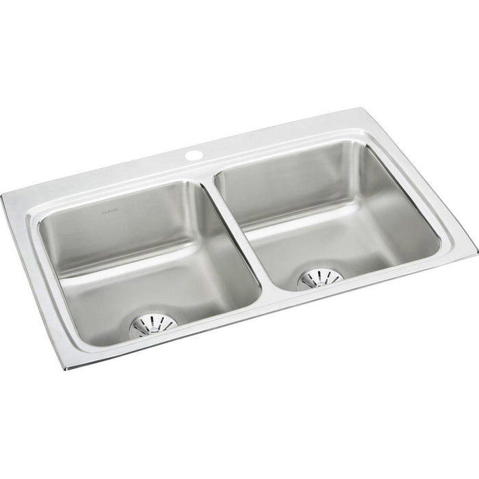 Elkay LR3322PD1 Stainless Steel 1-Hole Double-Bowl Drop-In Kitchen Sink