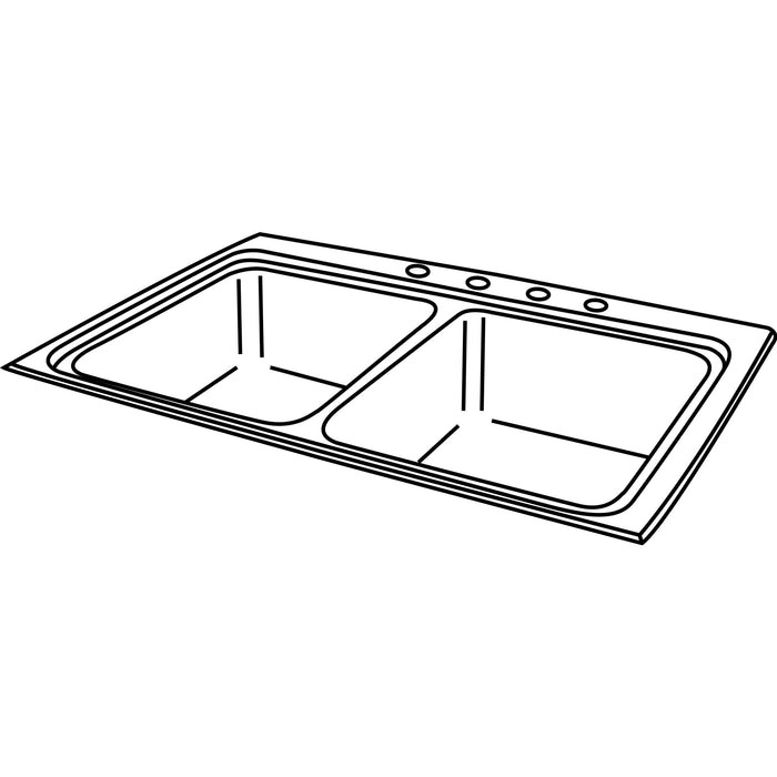 Elkay LR3322PD1 33" x 22" Stainless Steel 1-Hole Double-Bowl Drop-In Kitchen Sink in Lustrous Satin