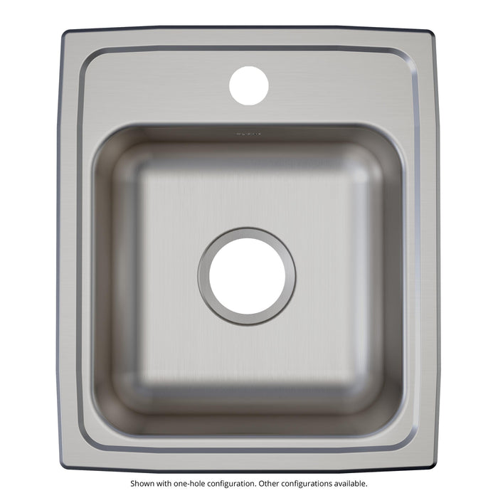 Elkay LRAD1517601 15" x 17-1/2" Stainless Steel 1-Hole Single-Bowl Drop-In Kitchen Sink in Lustrous Satin