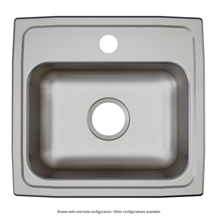 Elkay LRAD1716652 17" x 16" Stainless Steel 2-Hole Single-Bowl Drop-In Kitchen Sink in Lustrous Satin