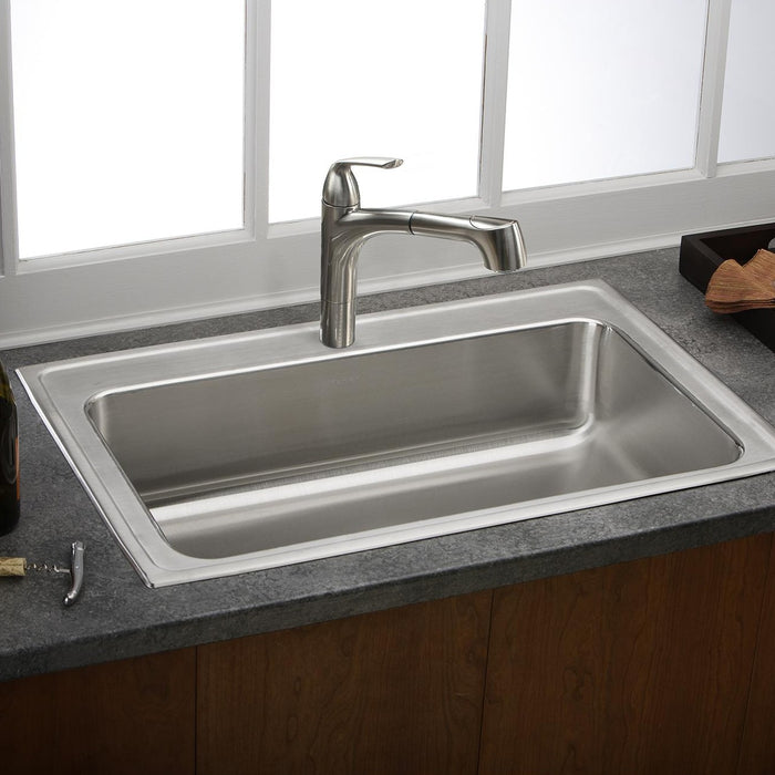 Elkay LRS33220 33" x 22" Stainless Steel Single-Bowl Drop-In Kitchen Sink in Lustrous Satin