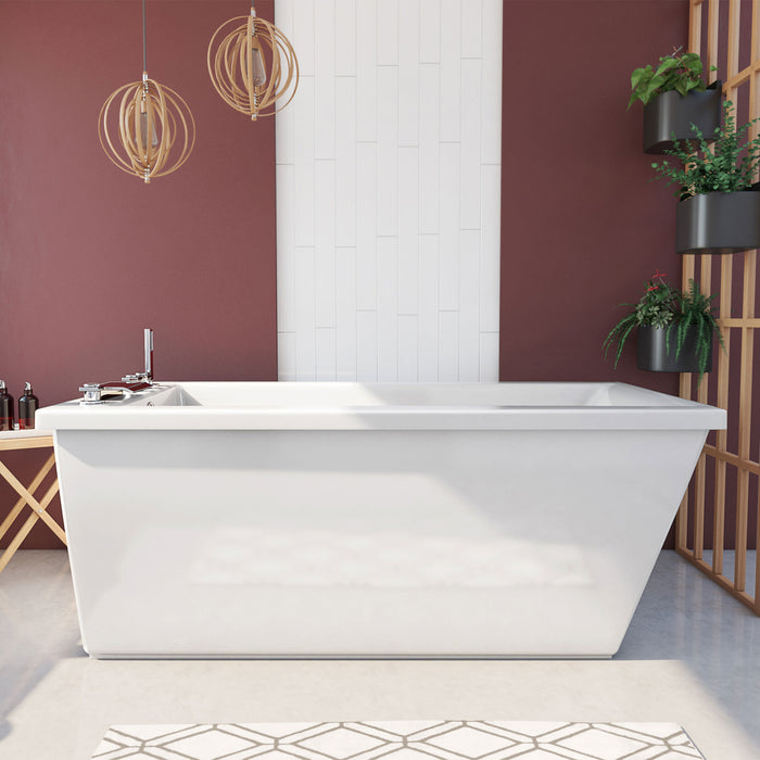 DreamLine BTLV6032WFXXF00 Levantine 60" x 32" Classic Rectangular Freestanding Bathtub in White, 59 Gallons